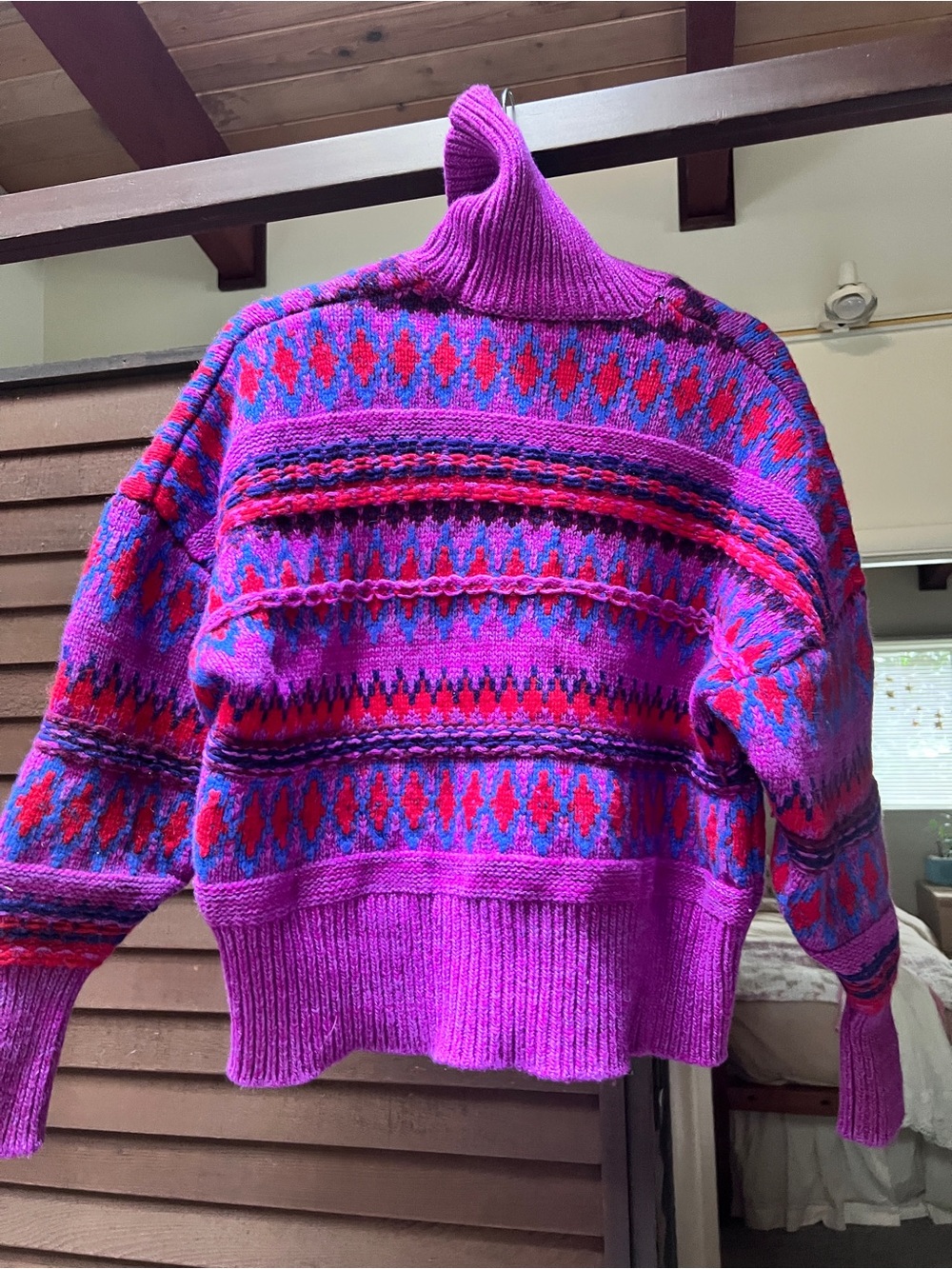 Rag and bone Turtleneck Fair Isle Sweater - Fuchsia & Red